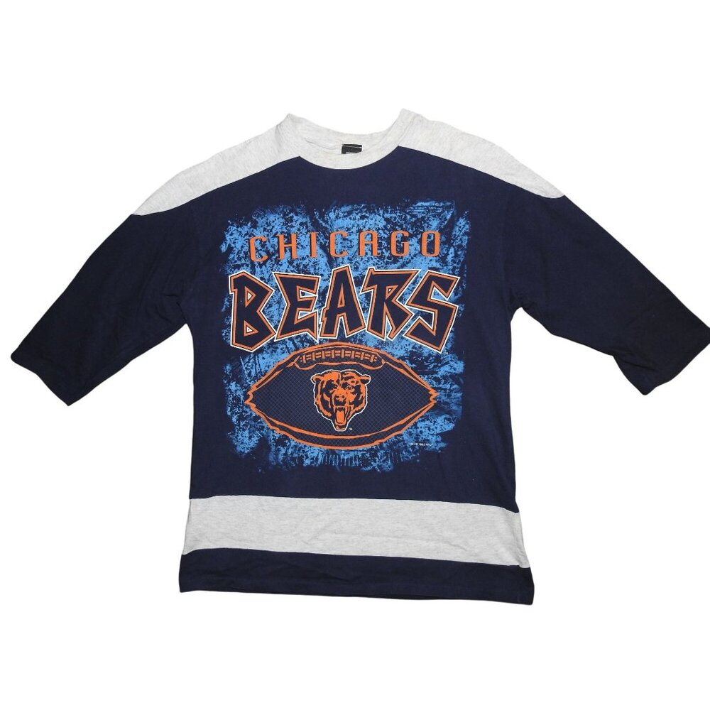 Vintage 1995 Front Row Chicago Bears NFL 3/4 Sleeve Single Stitch T-Shirt Large